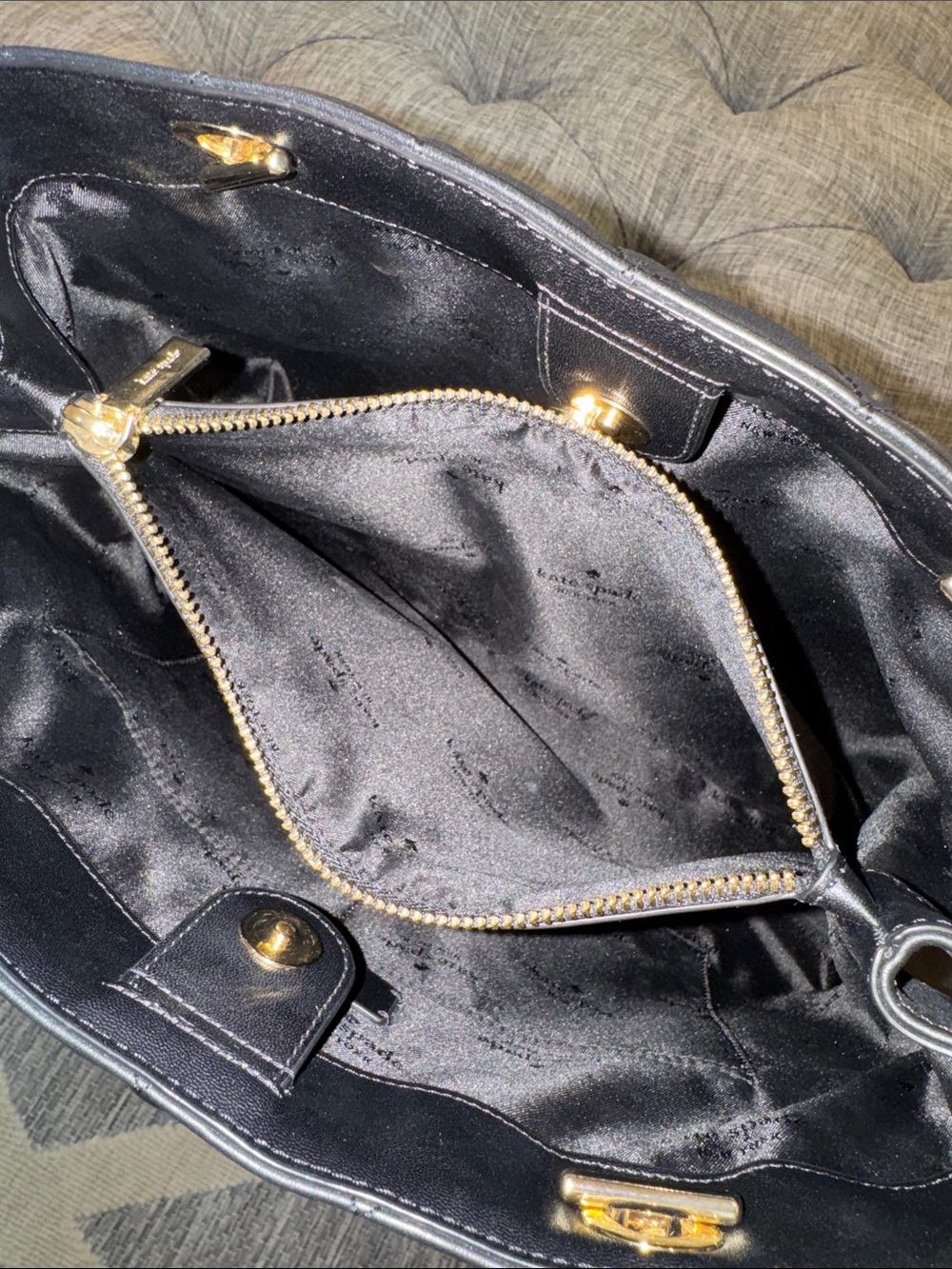 Kate Spade Bag Emerson Place Quilted Black Leather Shoulder Tote Bag - Picture 14 of 17